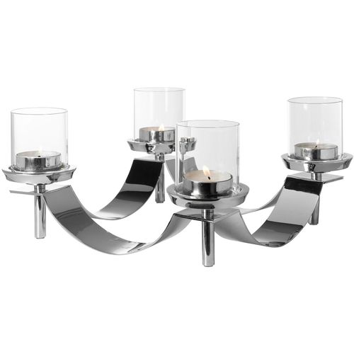 4042911431067 - Kerzenleuchter FINK GALLERY silber (silberfarben) Kerzenhalter H 175cm Aluminium Edelstahl Glas Leuchter-Kranz mit Glas 4-flammig Adventskranz H175cm 4042911431067 - Kerzenleuchter FINK GALLERY silber (silberfarben) Kerzenhalter H 175cm Aluminium Edelstahl Glas Leuchter-Kranz mit Glas 4-flammig Adventskranz H175cm