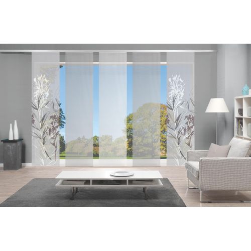 4056751298704 - Schiebegardine VISION S 5ER SET SEMORA Gr 1 grau B60cm H260cm Polyester Gardinen HxB 260x60 Schiebevorhang 5er Set Digitaldruck