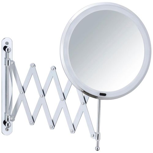 4008838273401 - Led Teleskop-Wandspiegel Barona Kosmetikspiegel Leuchtspiegel Silber glänzend Stahl chrom Kunststoff (abs) - silber glänzend - Wenko