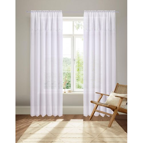 4068222499497 - Gardine HOME AFFAIRE Riedbach Gr 4 weiß (blanc) B130cm H245cm Polyester Gardinen mit floraler Bordüre bestickt