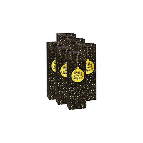 4022792998873 - Flaschentragetasche Premium „Weihnachten“ schwarz mit Gold-Glanzfoliendruck Kraftpapier 200 g m² Kunststoffkordel Set à 6 B 120 x T 80 x H 380 mm 4022792998873 - Flaschentragetasche Premium „Weihnachten“ schwarz mit Gold-Glanzfoliendruck Kraftpapier 200 g m² Kunststoffkordel Set à 6 B 120 x T 80 x H 380 mm