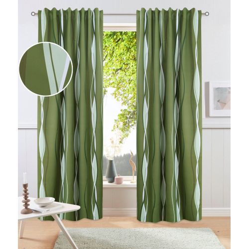 4068223589630 - Vorhang MY HOME Dimona Blackout Gr 1 grün (olivgrün) B130cm H145cm Polyester Gardinen einseitig mit Wellenmotiv bedruckt 4068223589630 - Vorhang MY HOME Dimona Blackout Gr 1 grün (olivgrün) B130cm H145cm Polyester Gardinen einseitig mit Wellenmotiv bedruckt
