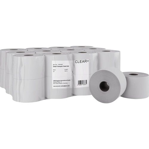 4049657038727 - CWS Toilettenpapier Kompakt-Rollen Clear+ 2-lagig VE 24 Stk 100 m je Rolle