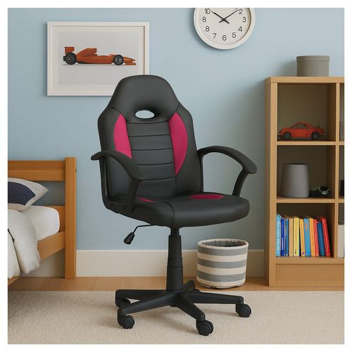 4255701914330 - Schreibtischstuhl Junior höhenverstellbar ergonomischer Drehstuhl Anthrazit-Pink