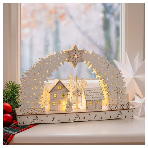 4255701927828 - Leuchtbogen in modernem Weiß Weihnachtsdorf