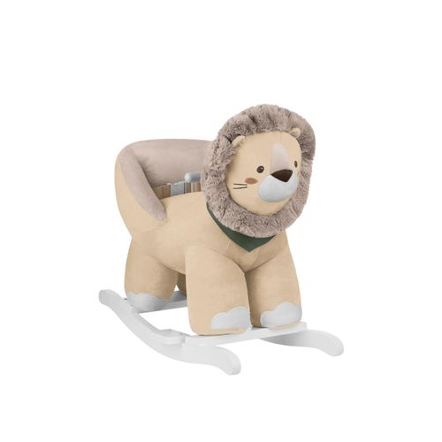 3800171213929 - Kikkaboo Schaukeltier Löwe mit Sitz hohe Rückenlehne Holzkufen Plüsch Fußstütze beige