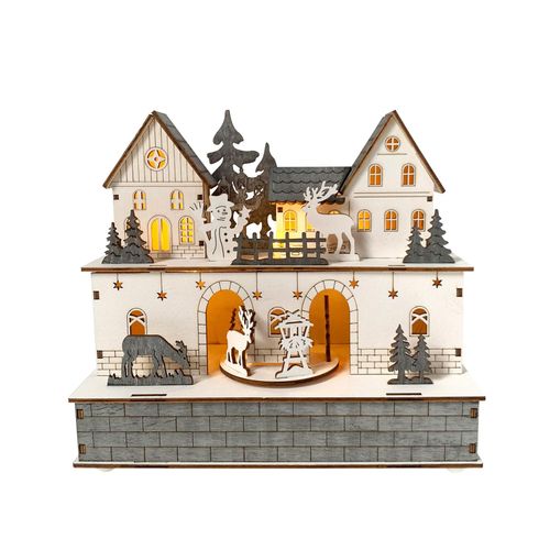 4255701927842 - Beleuchtete Weihnachtsszene mit beweglichen Figuren