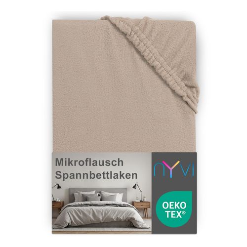 4255636634907 - NYVI Spannbettlaken DreamScience Mikroflausch - Kuschelweiches & Wärmendes Bettlaken Spannbetttuch Farbenougat Größe180 - 200x220 + 40 cm Boxspringbett