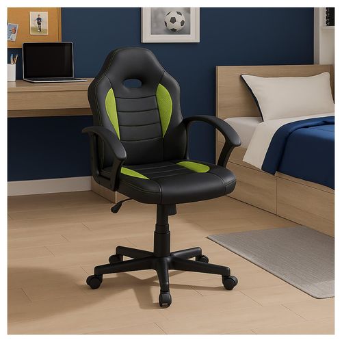 4255701914262 - Schreibtischstuhl Junior höhenverstellbar ergonomischer Drehstuhl Schwarz-Grün