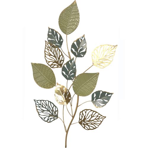 4046884092782 - Wanddekoobjekt Wanddekoration grün B40cm H65cm T4cm Metall HOFMANN LIVING AND MORE Wanddekoobjekte Zweig mit Blättern grün