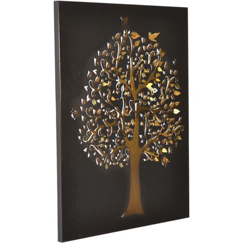 4046884067643 - Wanddekoobjekt Wandbild schwarz B51cm H64cm T2cm Metall HOFMANN LIVING AND MORE Wanddekoobjekte Bild aus Metall mit goldfarbenen Baum