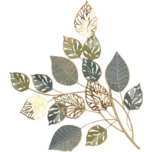 4046884092799 - Wanddekoobjekt Wanddekoration grün B49cm H58cm T4cm Metall HOFMANN LIVING AND MORE Wanddekoobjekte Zweig mit Blättern grün