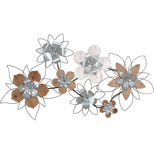 4046884059518 - Wanddekoobjekt braun B123cm H70cm T5cm Metall HOFMANN LIVING AND MORE Wanddekoobjekte Holz und Metall-Mix verschiedene Blüten