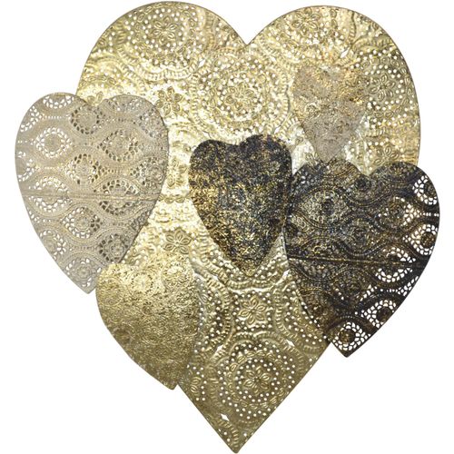 4046884092836 - Wanddekoobjekt Wanddekoration gold (goldfarben) B55cm H60cm T7cm Metall HOFMANN LIVING AND MORE Wanddekoobjekte romatische Deko mit Herzen