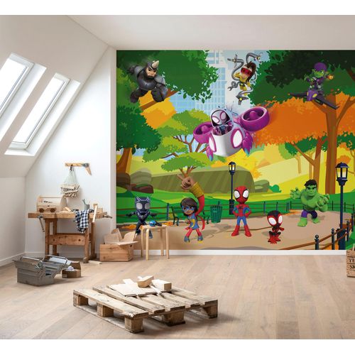 4055065411137 - Fototapete KOMAR Digitaldruck Vlies - Spidey Scavenger Hunt - Größe 300 x 250 cm bunt Rollen Vlies Tapeten Kinderzimmer