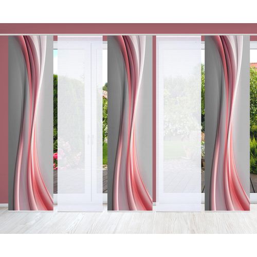 4056751445009 - Schiebegardine HOME IN GREEN ELANIA Gr 1 rot B60cm H245cm Polyester Gardinen SET DIGITALDRUCKBAMBUSOPTIK RECYCELT