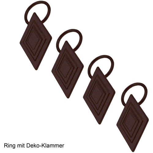 4016318289835 - Gardinenring Liedeco Gardinenstangen (Packung 4-St mit Dekoklammer) für Gardinenstangen Ø 16 mm braun