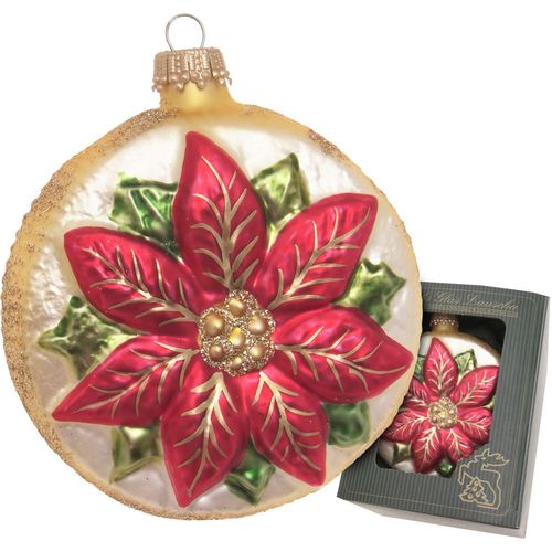 0024762242058 - Christbaumschmuck KREBS GLAS LAUSCHA Weihnachtstern Taler Gold Rot 8cm rot (gold) B6cm H6cm T9cm Glas Weihnachtsbaumschmuck Christbaumschmuck Glas mundgeblasen handgefertigt Christbaumkugel