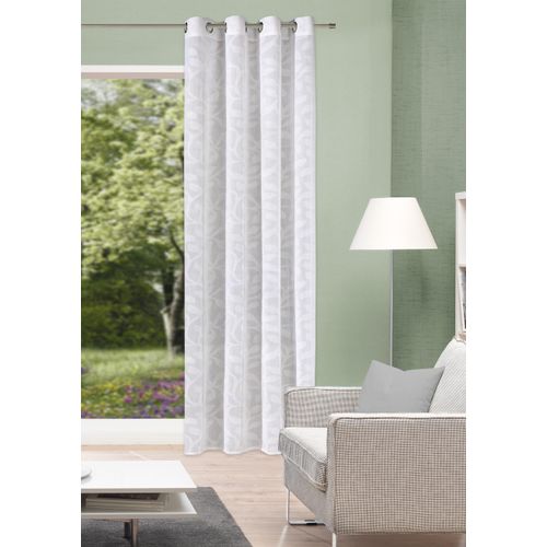 4056751521888 - Vorhang HOME WOHNIDEEN PIXEL Gr 1 weiß B140cm H245cm Polyester Gardinen Ösenschal Leinenoptik Scherlimusterung