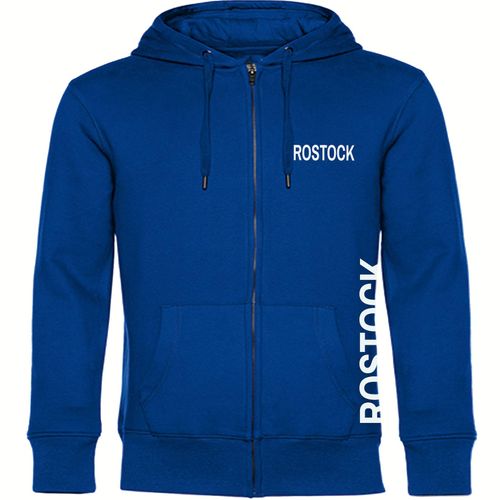 4068859577537 - multifanshop Kapuzen Sweatshirt Jacke - Rostock - Brust & Seite - Druck weiß - Sweat