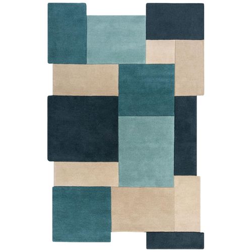 4255632532498 - Handgetufteter Wollteppich Thames Eva - Geometrisch & Modern Farbe Türkis 120x180 cm Kadima Design
