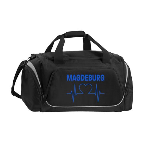 4068859543228 - multifanshop Sporttasche - Magdeburg - Herzschlag - Druck blau - Tasche
