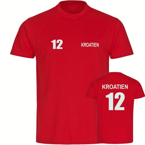 4068859473969 - multifanshop Kinder T-Shirt - Kroatien - Trikot Nummer 12 - Druck weiß - Kind