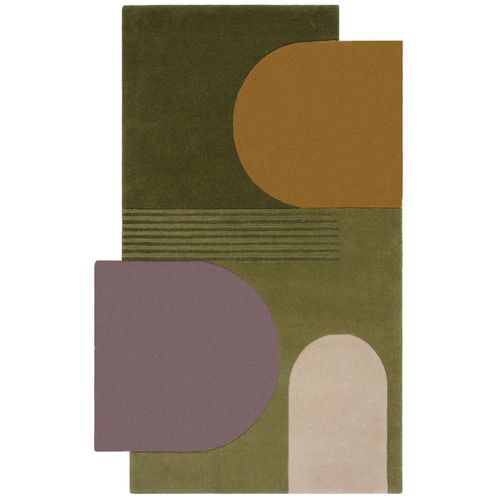 4255632532559 - Abstrakt-Geometrischer Wollteppich Thames Lily - Farbe Grün 200x290 cm Kadima Design