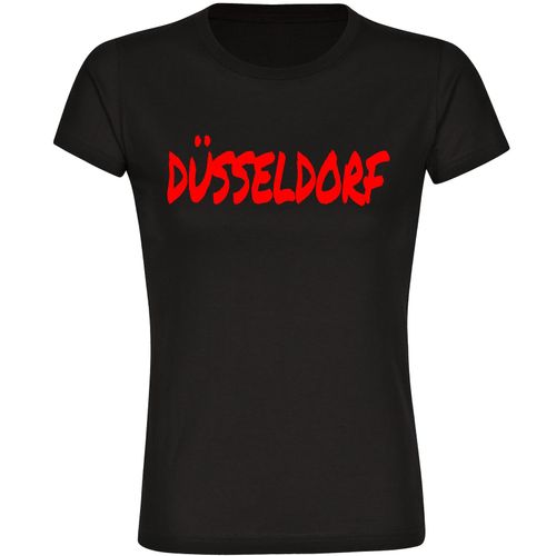 4068859528829 - multifanshop Damen T-Shirt - Düsseldorf - Textmarker - Druck rot - Frauen 4068859528829 - multifanshop Damen T-Shirt - Düsseldorf - Textmarker - Druck rot - Frauen