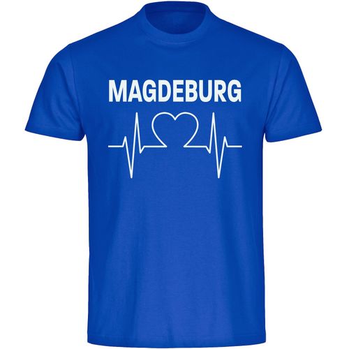 4068859542719 - multifanshop Kinder T-Shirt - Magdeburg - Herzschlag - Druck weiß - Kind