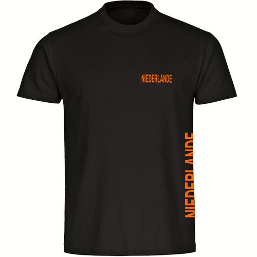 4068859457099 - multifanshop Herren T-Shirt - Niederlande - Brust & Seite - Druck orange - Männer