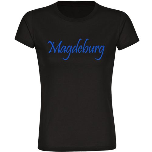 4068859545444 - multifanshop Damen T-Shirt - Magdeburg - Schriftzug - Druck blau - Frauen