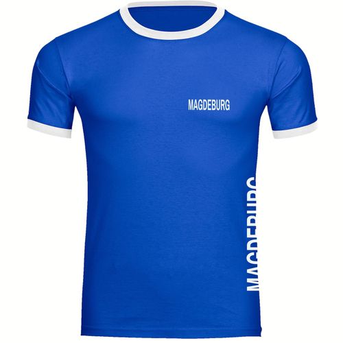 4068859541644 - multifanshop Kontrast T-Shirt - Magdeburg - Brust & Seite - Druck weiß - Männer 4068859541644 - multifanshop Kontrast T-Shirt - Magdeburg - Brust & Seite - Druck weiß - Männer