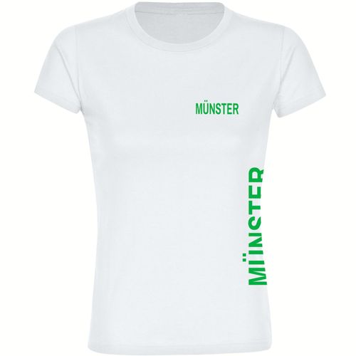 4068859572242 - multifanshop Damen T-Shirt - Münster - Brust & Seite - Druck grün - Frauen