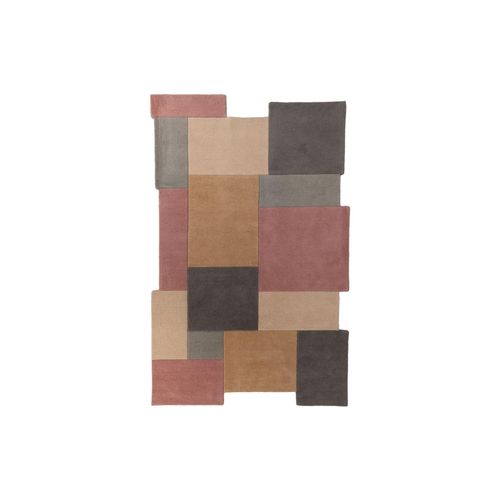 4255632532429 - Handgetufteter Wollteppich Thames Eva - Geometrisch & Modern Farbe Grau-Rosa 120x180 cm Kadima Design