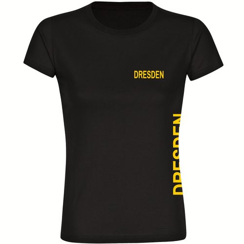 4068859557003 - multifanshop Damen T-Shirt - Dresden - Brust & Seite - Druck gelb - Frauen