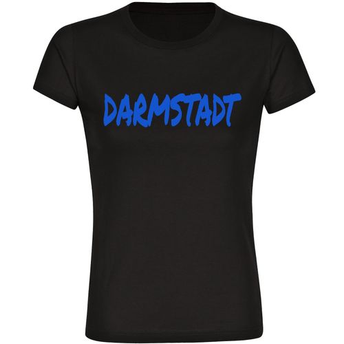 4068859525644 - multifanshop Damen T-Shirt - Darmstadt - Textmarker - Druck blau - Frauen