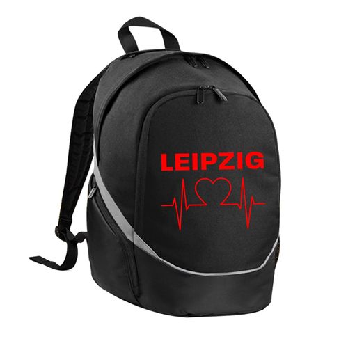 4068859112677 - multifanshop Rucksack - Leipzig - Herzschlag - Druck rot - Tasche