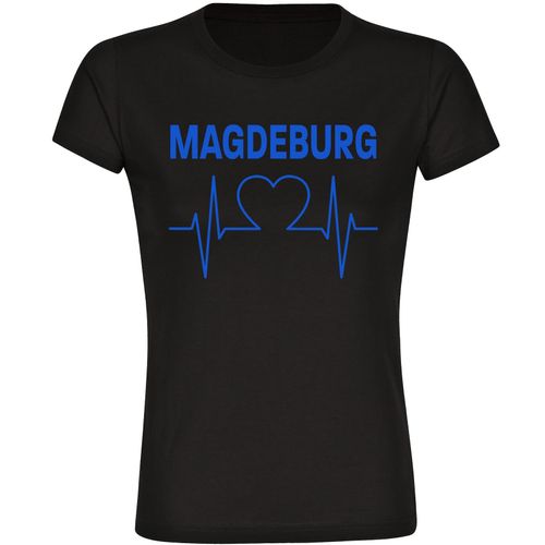 4068859542542 - multifanshop Damen T-Shirt - Magdeburg - Herzschlag - Druck blau - Frauen