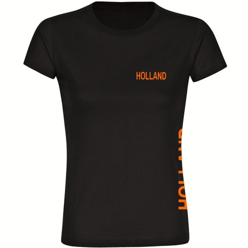 4068859455613 - multifanshop Damen T-Shirt - Holland - Brust & Seite - Druck orange - Frauen