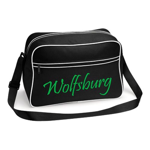 4068859514358 - multifanshop Retrotasche - Wolfsburg - Schriftzug - Druck grün - Tasche