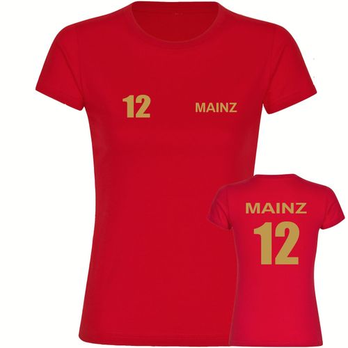 4068859535049 - multifanshop Damen T-Shirt - Mainz - Trikot Nummer 12 gold - Druck gold metallic - Frauen