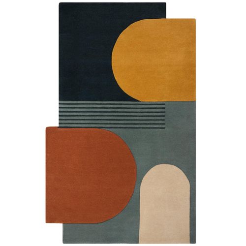 4255632532566 - Abstrakt-Geometrischer Wollteppich Thames Lily - Farbe Türkis 120x180 cm Kadima Design