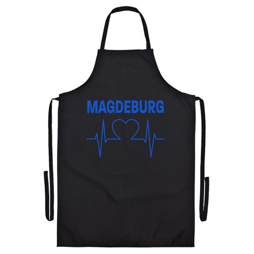 4068859543266 - multifanshop Grillschürze - Magdeburg - Herzschlag - Druck blau - Schürze 4068859543266 - multifanshop Grillschürze - Magdeburg - Herzschlag - Druck blau - Schürze