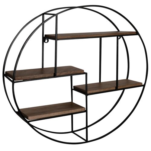 4255632532146 - Rundes Wandregal in Industrial-Design 70x70x18 cm Massivholz Mango & Metall 4255632532146 - Rundes Wandregal in Industrial-Design 70x70x18 cm Massivholz Mango & Metall