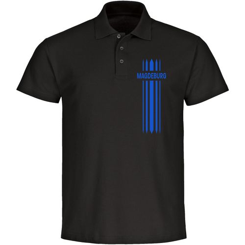 4068859543716 - multifanshop Poloshirt - Magdeburg - Streifen - Druck blau - Polo 4068859543716 - multifanshop Poloshirt - Magdeburg - Streifen - Druck blau - Polo