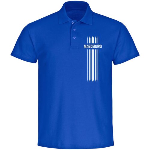 4068859543723 - multifanshop Poloshirt - Magdeburg - Streifen - Druck weiß - Polo 4068859543723 - multifanshop Poloshirt - Magdeburg - Streifen - Druck weiß - Polo