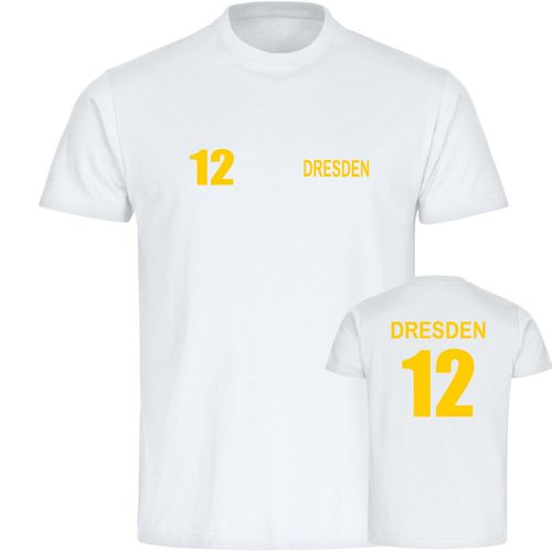 4068859556051 - multifanshop Kinder T-Shirt - Dresden - Trikot Nummer 12 - Druck gelb - Kind