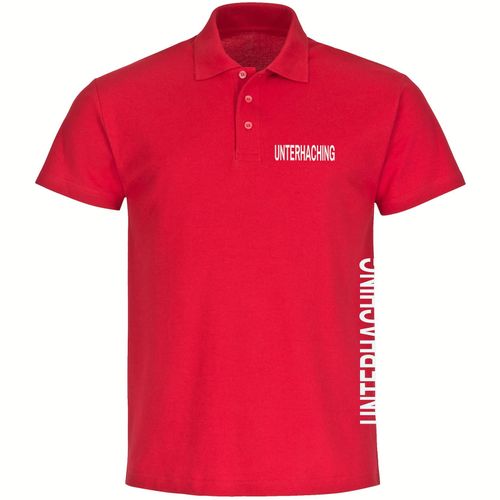 4068859590659 - multifanshop Poloshirt - Unterhaching - Brust & Seite - Druck weiß - Polo
