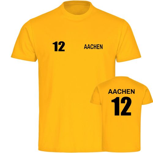 4068859549176 - multifanshop Kinder T-Shirt - Aachen - Trikot Nummer 12 - Druck schwarz - Kind